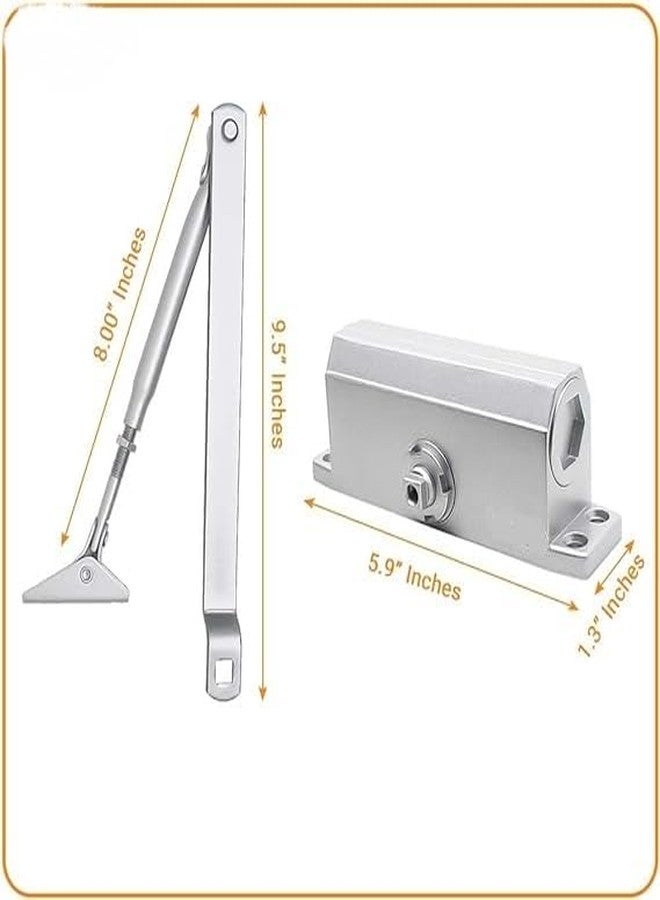 لاكجيريا أجهزة إغلاق أبواب أوتوماتيكية هيدروليكية مزدوجة السرعة من الألومنيوم من لوكسوريا فوسوبا، عالية الجودة ومتينة للاستخدام السكني والتجاري، مع مجموعة تركيب (لون فضي) (وزن جهاز الإغلاق: 45 كجم) مانعة لتسرب الزيت - Image 2